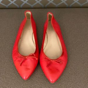 J. Crew Red Pointed Toe Ballet Genuine Leather• Size 6.5